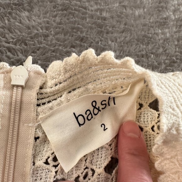 Ba&Sh Crochet Lady Cocktail Dress Ecru Cotton Lace Women's size 2 Medium Bash - Picture 5 of 6